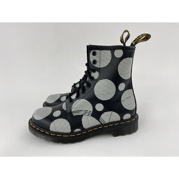 Dr Martens 1460 Black White Polka Dot Smooth Women's Boots Leather 26876009 - Picture 10 of 12